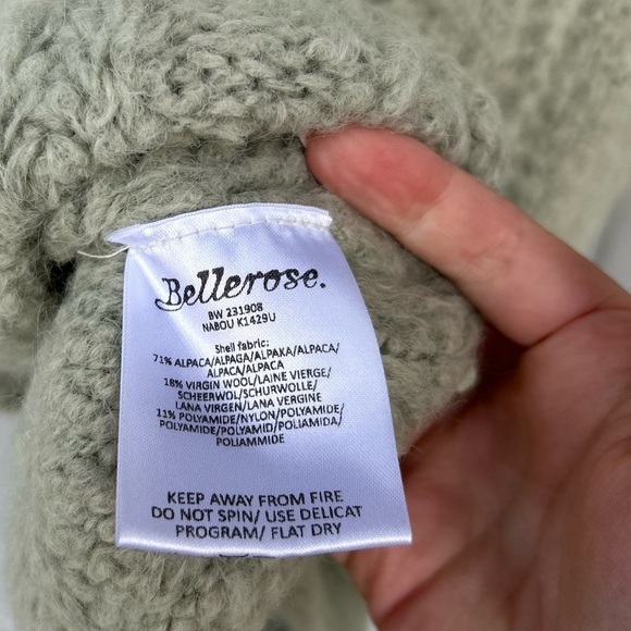 Bellerose Italian Yarn Alpaca Wool Short Sleeve Sweater - Size 2 - Green Floral - Picture 12 of 12